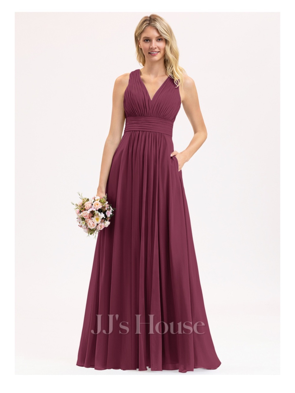 JJ's House Marguerite A-line Ruffle Chiffon Dress #206456 Mulberry Size 12